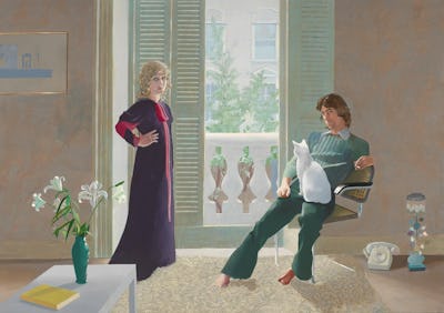 'David Hockney Mr and Mrs Clark and Percy, 1970-71 Acrylic on canvas, 213.4x304.8 cm Tate: Presented by the Friends of Tate Gallery 1971© David Hockney